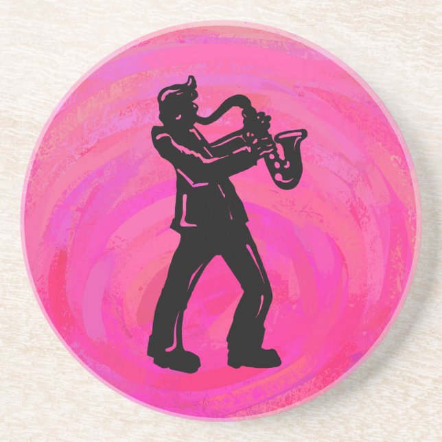 New York Boogie Nights Saxophone Hot Pink Drink Coaster (Front)