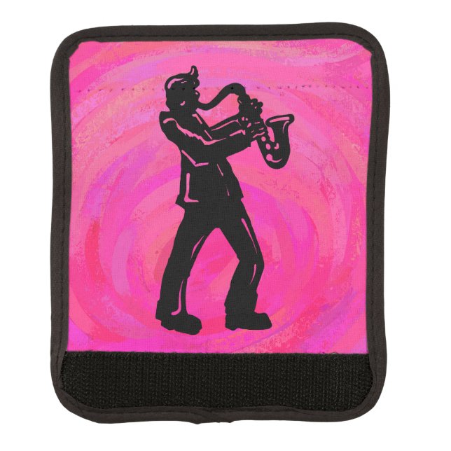 New York Boogie Nights Saxophone Hot Pink Luggage Handle Wrap (Front)