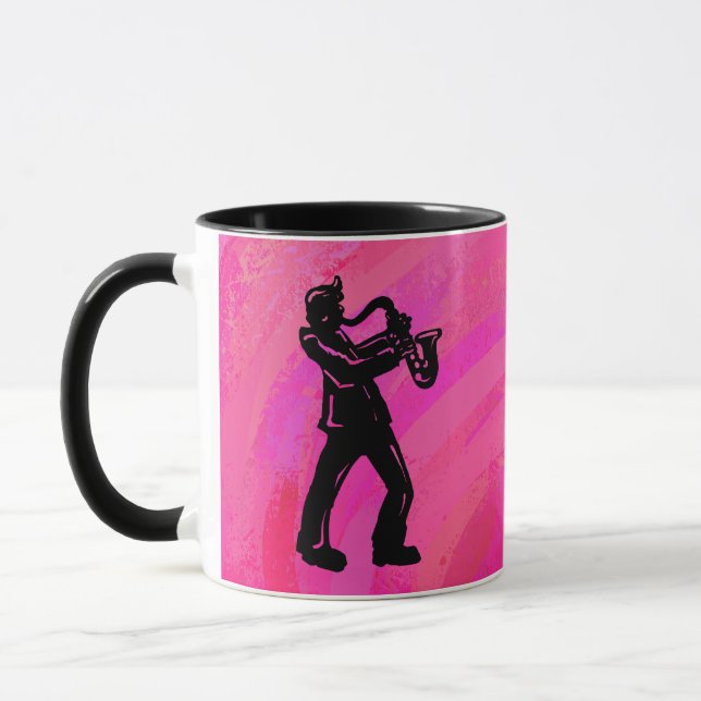 New York Boogie Nights Saxophone Hot Pink Mug (Left)