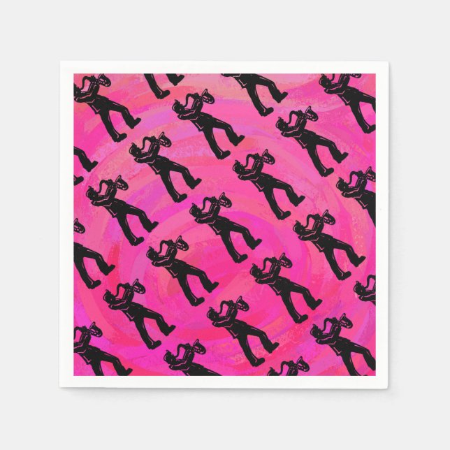 New York Boogie Nights Saxophone Hot Pink Napkins (Front)