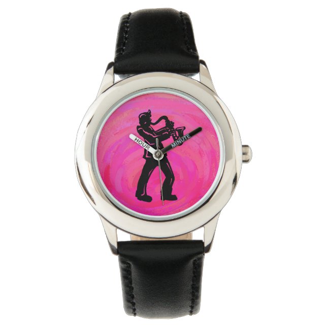 New York Boogie Nights Saxophone Hot Pink Watch (Front)