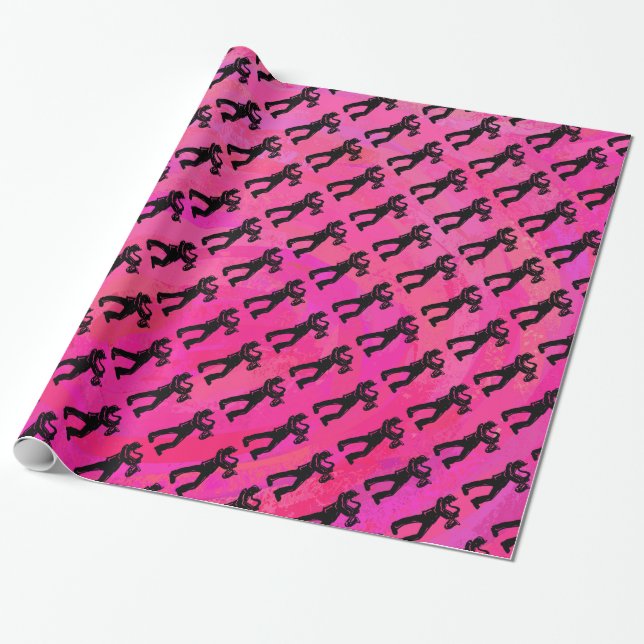 New York Boogie Nights Saxophone Hot Pink Wrapping Paper (Unrolled)