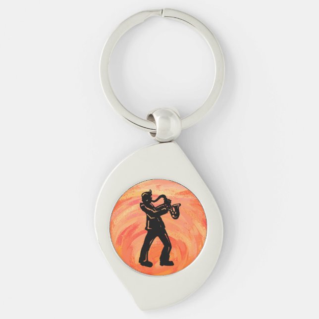 New York Boogie Nights Saxophone Orange Keychain (Front)