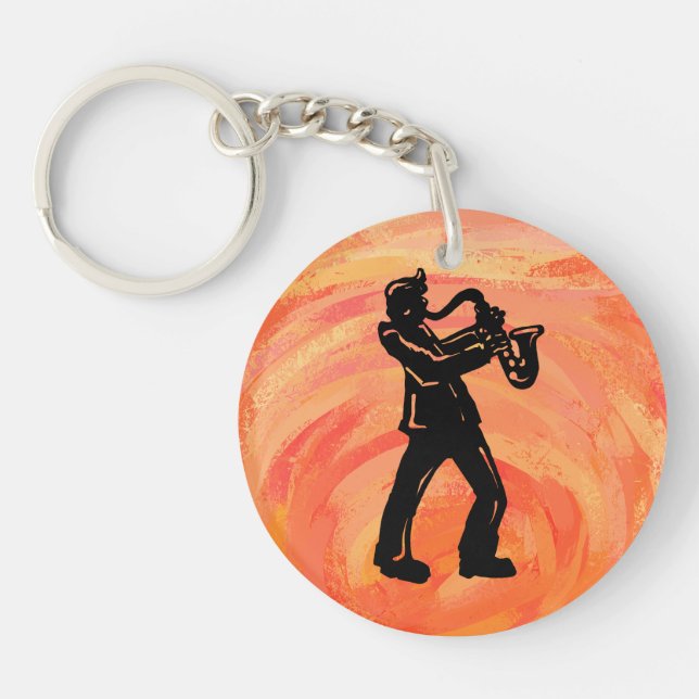 New York Boogie Nights Saxophone Orange Keychain (Front)