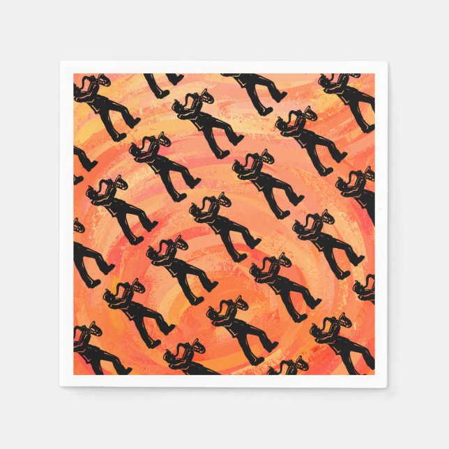 New York Boogie Nights Saxophone Orange Paper Napkins (Front)