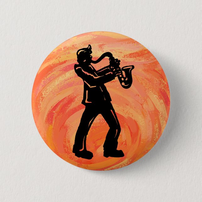 New York Boogie Nights Saxophone Orange Pinback Button (Front)