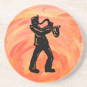 New York Boogie Nights Saxophone Orange Sandstone Coaster
