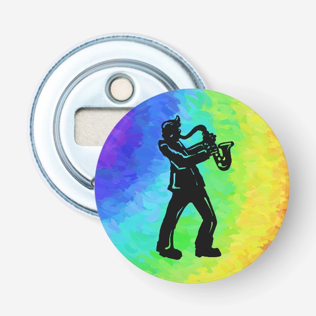 New York Boogie Nights Saxophone Rainbow Bottle Opener (Front)