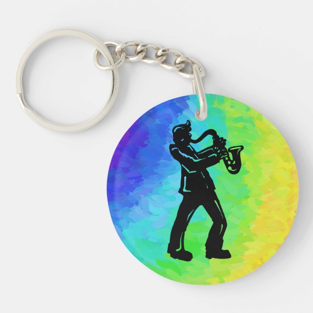 New York Boogie Nights Saxophone Rainbow Keychain (Front)
