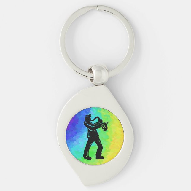 New York Boogie Nights Saxophone Rainbow Keychain (Front)