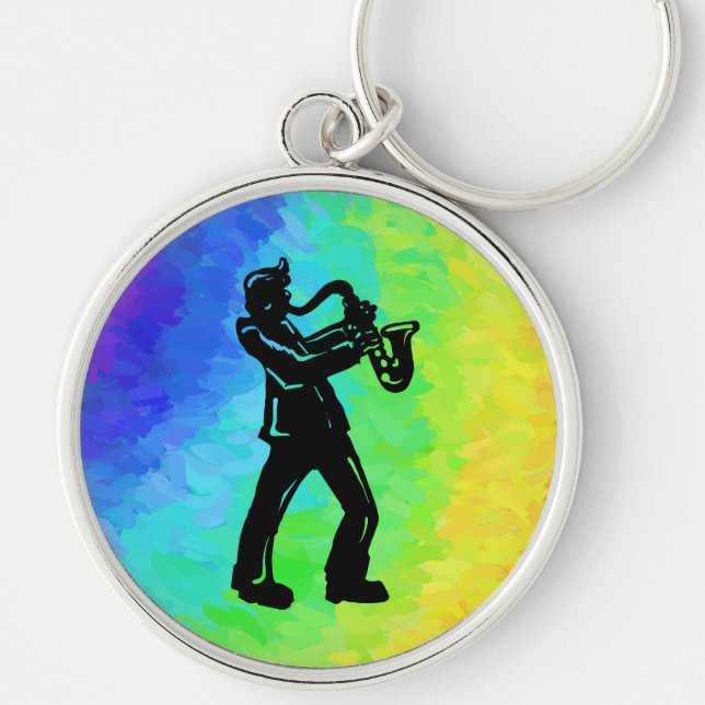 New York Boogie Nights Saxophone Rainbow Keychain (Front)