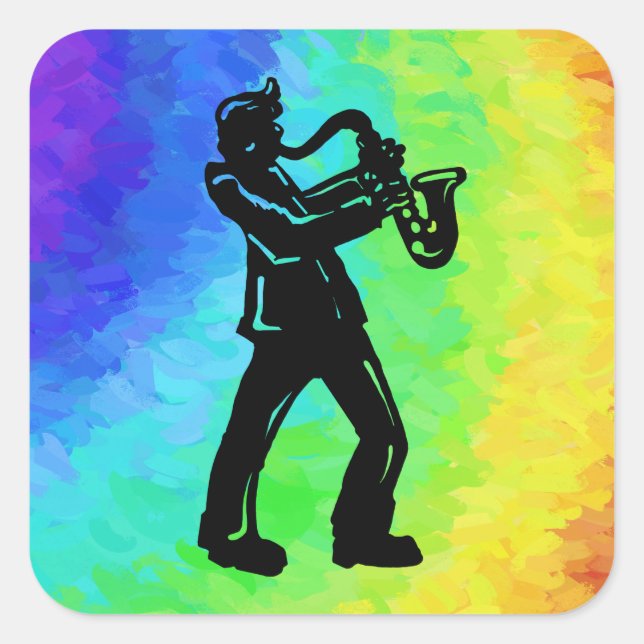 New York Boogie Nights Saxophone Rainbow Square Sticker (Front)
