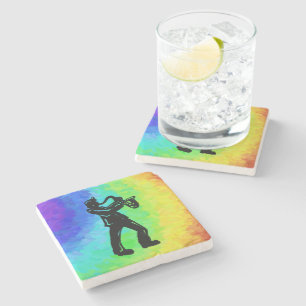 New York Boogie Nights Saxophone Rainbow Stone Coaster
