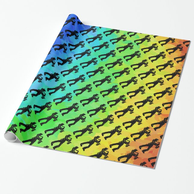 New York Boogie Nights Saxophone Rainbow Wrapping Paper (Unrolled)