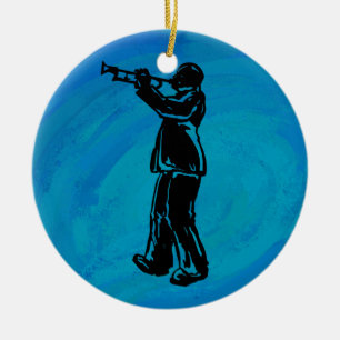 New York Boogie Nights Trumpet Blue Ceramic Ornament