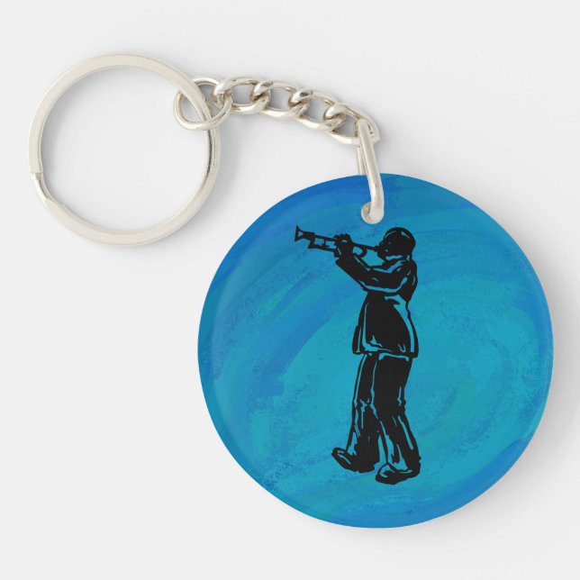New York Boogie Nights Trumpet Blue Keychain (Front)