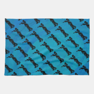 New York Boogie Nights Trumpet Blue Kitchen Towel