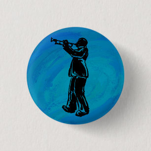 New York Boogie Nights Trumpet Blue Pinback Button