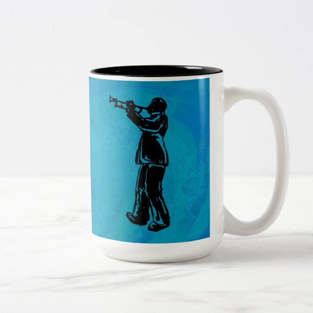 New York Boogie Nights Trumpet Blue Two-Tone Coffee Mug (Right)
