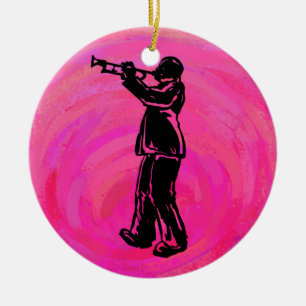 New York Boogie Nights Trumpet Hot pink Ceramic Ornament