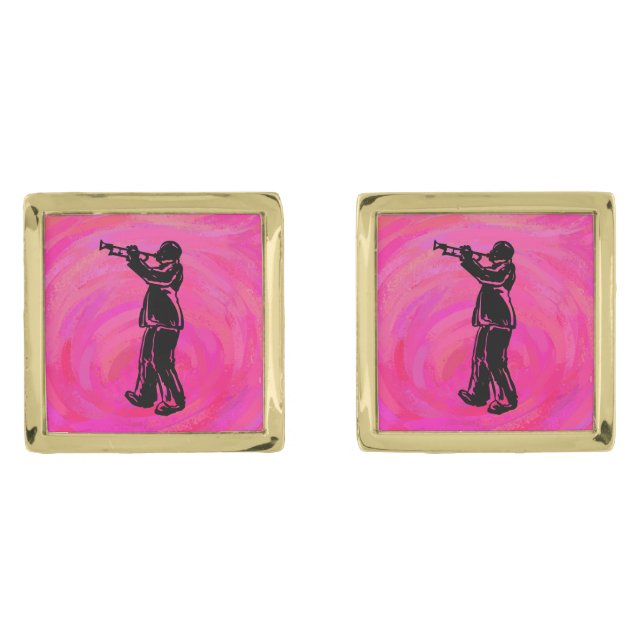New York Boogie Nights Trumpet Hot pink Cufflinks (Front)