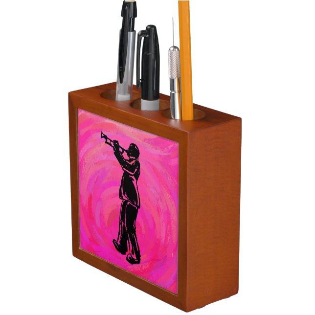 New York Boogie Nights Trumpet Hot pink Pencil Holder (In Situ)