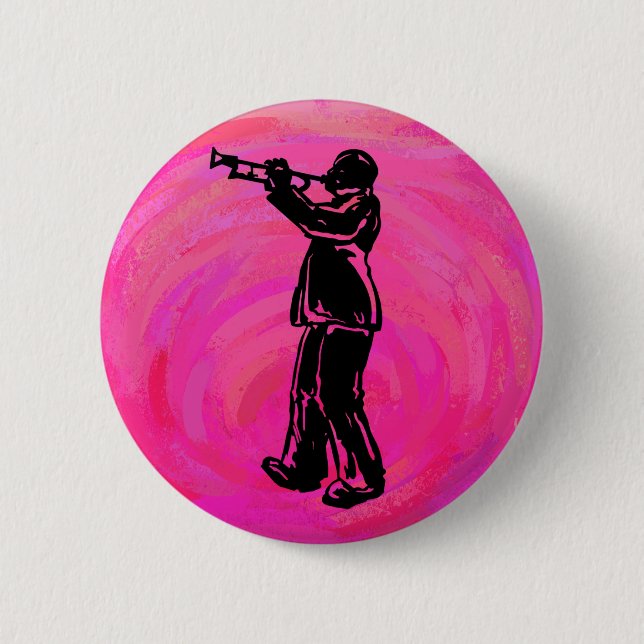 New York Boogie Nights Trumpet Hot pink Pinback Button (Front)