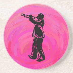 New York Boogie Nights Trumpet Hot pink Sandstone Coaster