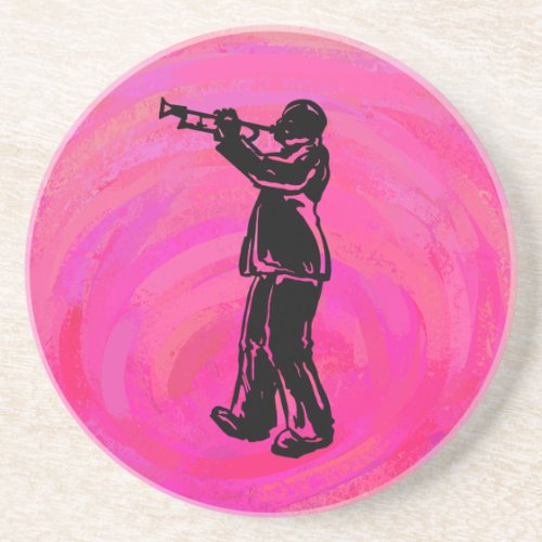 New York Boogie Nights Trumpet Hot pink Sandstone Coaster