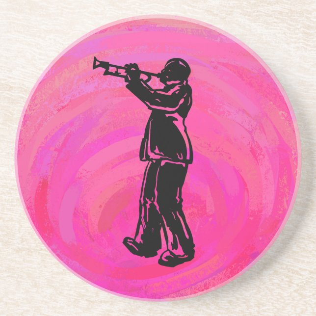 New York Boogie Nights Trumpet Hot pink Sandstone Coaster (Front)