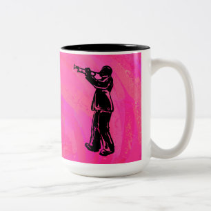 New York Boogie Nights Trumpet Hot pink Two-Tone Coffee Mug