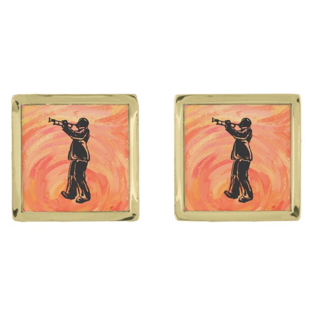 New York Boogie Nights Trumpet Orange Cufflinks (Front)