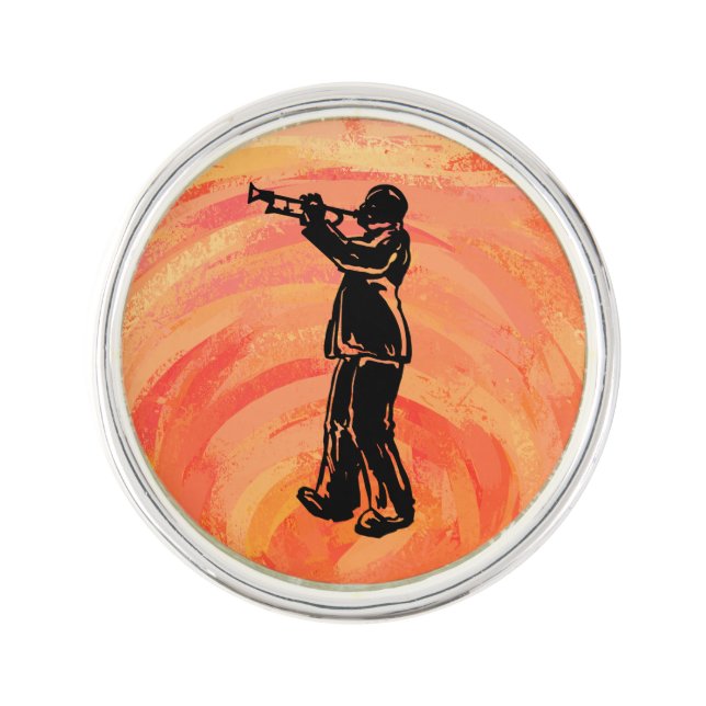 New York Boogie Nights Trumpet Orange Lapel Pin (Front)