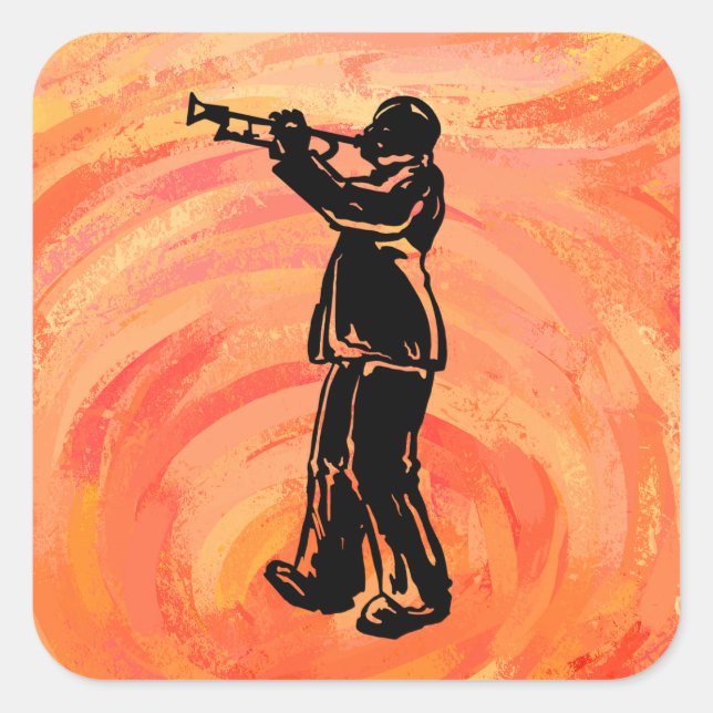New York Boogie Nights Trumpet Orange Square Sticker (Front)