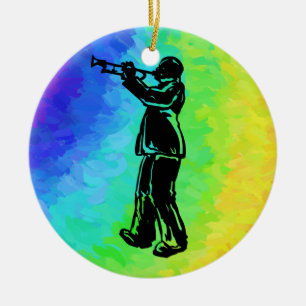 New York Boogie Nights Trumpet Rainbow Ceramic Ornament
