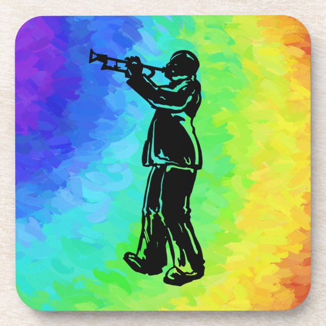 New York Boogie Nights Trumpet Rainbow Drink Coaster (Front)
