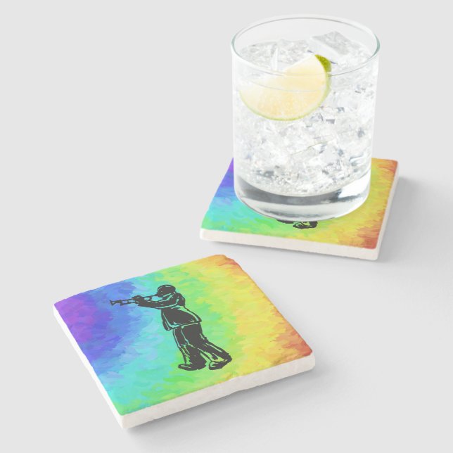 New York Boogie Nights Trumpet Rainbow Stone Coaster (Side)