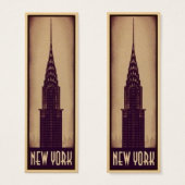 New York Bookmark Card with Skyscraper Silhouette (Front & Back)
