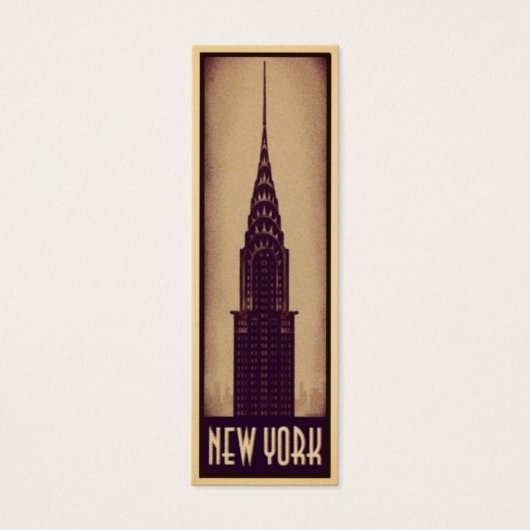 New York Bookmark Card with Skyscraper Silhouette (Front)