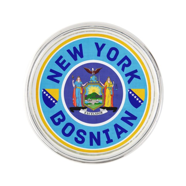 New York Bosnian American Lapel Button Pin (Front)