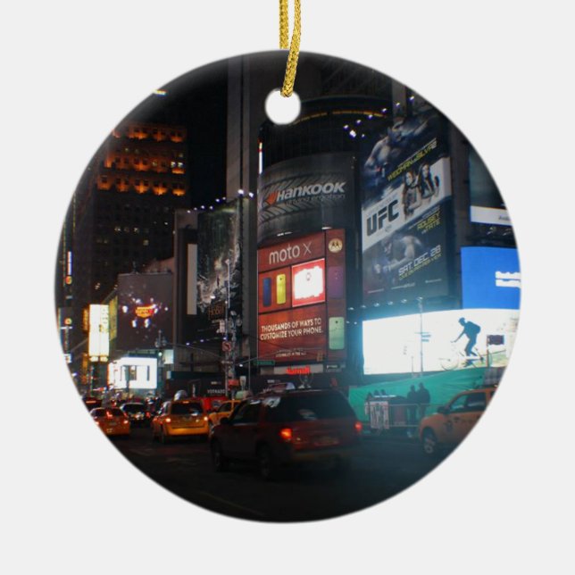 New York Broadway at night Ceramic Ornament (Front)