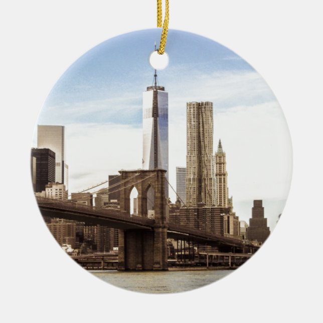 New York Brooklyn bridge Ceramic Ornament (Front)