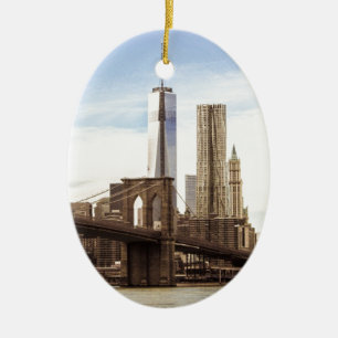 New York Brooklyn bridge Ceramic Ornament