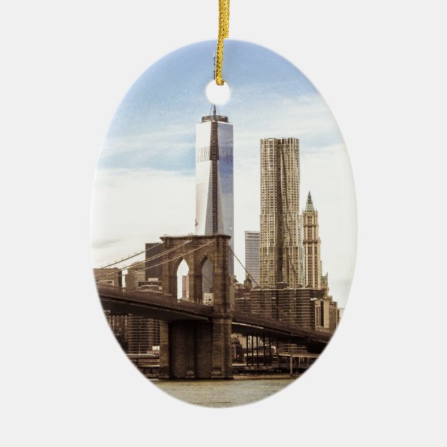 New York Brooklyn bridge Ceramic Ornament (Front)