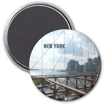 New York  Brooklyn Bridge Cust. Text Magnet by Edelhertdesigntravel at Zazzle