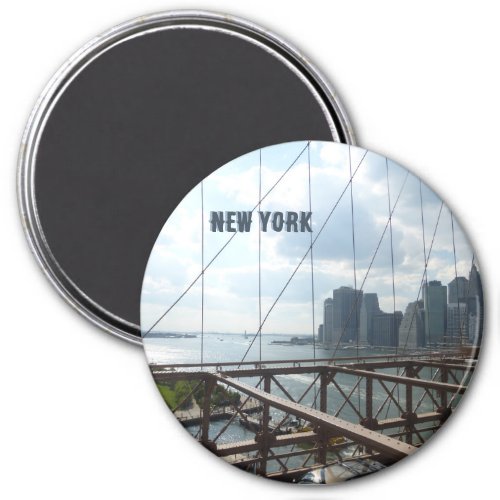 New York Brooklyn Bridge Cust Text Magnet
