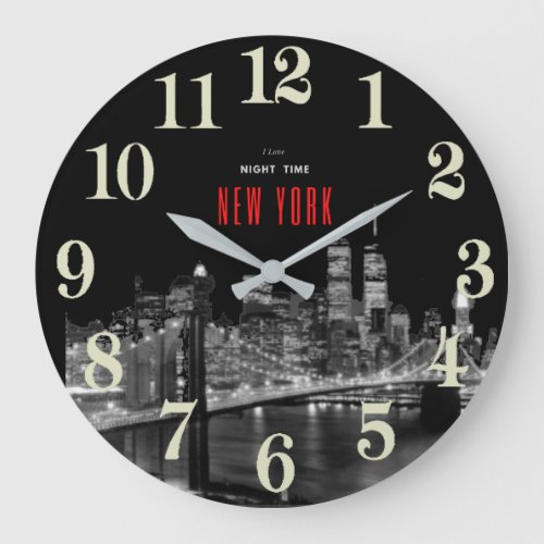 New York Brooklyn Bridge Large Clock