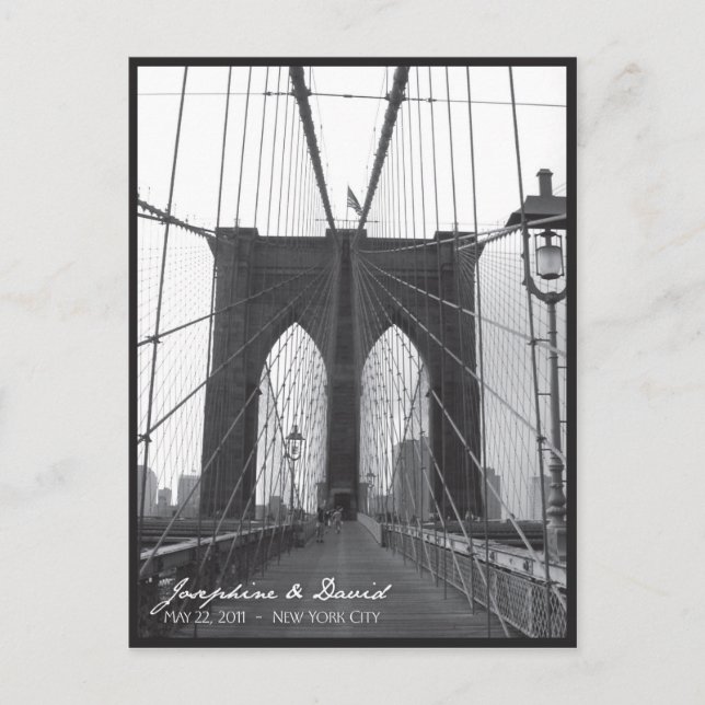 New York Brooklyn Bridge Save the Date Announcement Postcard (Front)