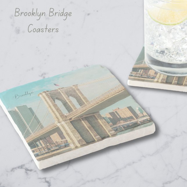 New York Brooklyn Bridge  Stone Coaster (NY Brooklyn Bridge Coasters)