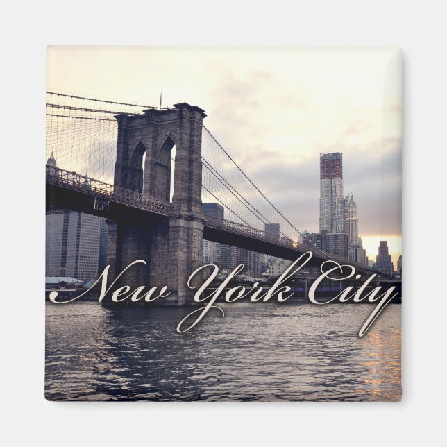 New York Brooklyn Bridge Sunset Magnet (Front)